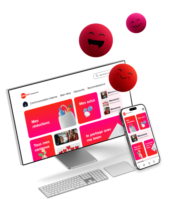 Aperçu de la plateforme SaaS Edenred Engagement sur ordinateur et mobile pour booster l'engagement collaborateur